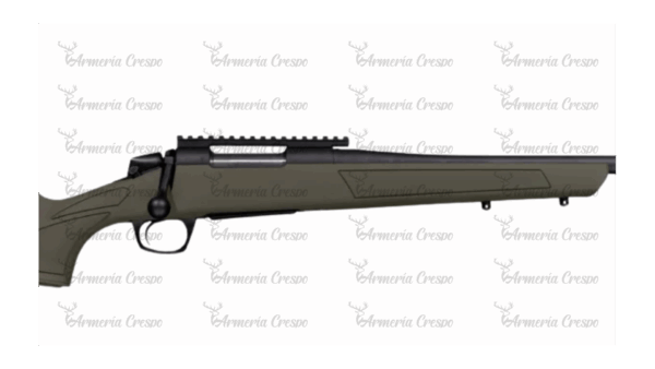 Rifle CVA Cascade ODG con culata sintética verde OD, cañón Cerakote y alza integrada.