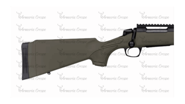 Rifle CVA Cascade ODG con culata sintética verde OD, cañón Cerakote y alza integrada.