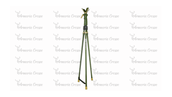 Trípode Primos Trigger Stick Vital verde con ajuste rápido mediante gatillo y patas de aluminio ligeras.