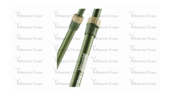 Trípode Primos Trigger Stick Vital verde con ajuste rápido mediante gatillo y patas de aluminio ligeras.