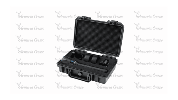 Kit de caza Olight Javelot Turbo 2 con control remoto, filtros rojo y verde y montura magnética.