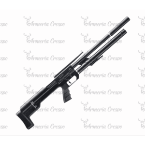 Carabina PCP Arcea-Snowpeak M60 con cargador de 20 balines, culata sintética y silenciador roscado.