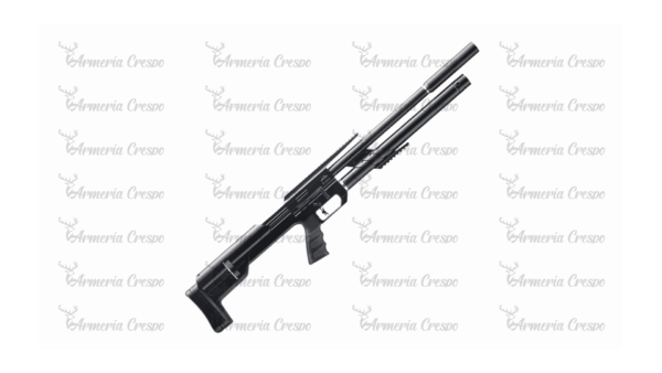 Carabina PCP Arcea-Snowpeak M60 con cargador de 20 balines, culata sintética y silenciador roscado.